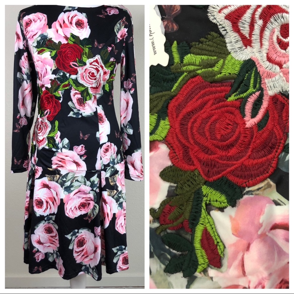 🍍Floral Dress Long Sleeve with peplum hem